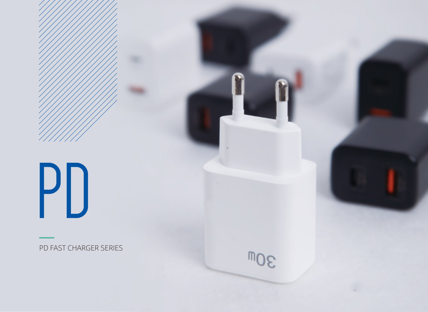 30W PD快充电源适配器双口输出YN30PD 多国插头全球通用